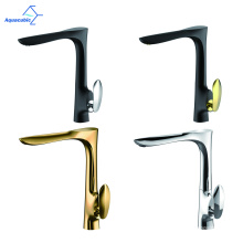 Aquacúcico Cupc Fashion Many Leaf Brass Matte Negro Nuevo Estilo Bronce High Arc Kitchen Faucet